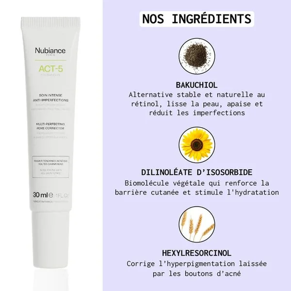 ACT-5 - Soin Intense Anti-Imperfections - Visage - Peaux à Tendance Acnéique, 30ml