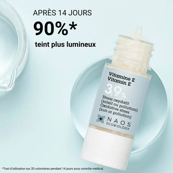 ACTIF PUR - Vitamine E 3,9% - Stress Oxydatif Soleil ou Pollution - Visage, 15ml
