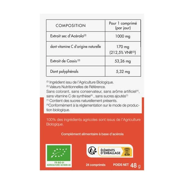Acérola Bio 1000 sans sucres