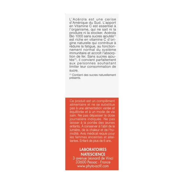 Acérola Bio 1000 sans sucres