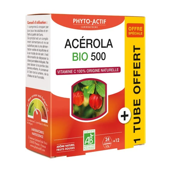 Acérola bio 500 + 1 tube offert