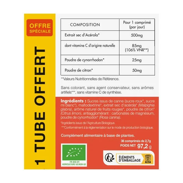 Acérola bio 500 + 1 tube offert