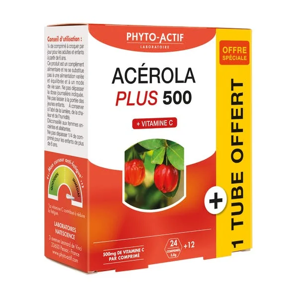 Acérola Plus 500 24 cps + 12 cps offerts