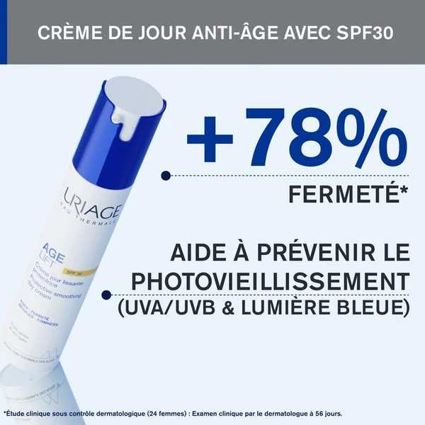 AGE LIFT - Crème de Jour Lissante Protectrice SPF30 - Tous Types de Peaux, 40ml