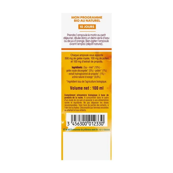 Ampoules Fortifiant - Gelée Royale - Pollen - Propolis - bio
