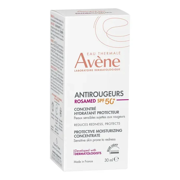 ANTIROUGEURS ROSAMED - Concentré Hydratant Protecteur SPF50+ - Visage - Peaux Sensibles Sujettes aux Rougeurs, 30ml