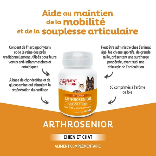 Arthrosenior Maintien de la Mobilité Articulaire - Chiens et Chats, 60 Comprimés