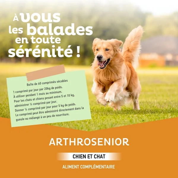Arthrosenior Maintien de la Mobilité Articulaire - Chiens et Chats, 60 Comprimés