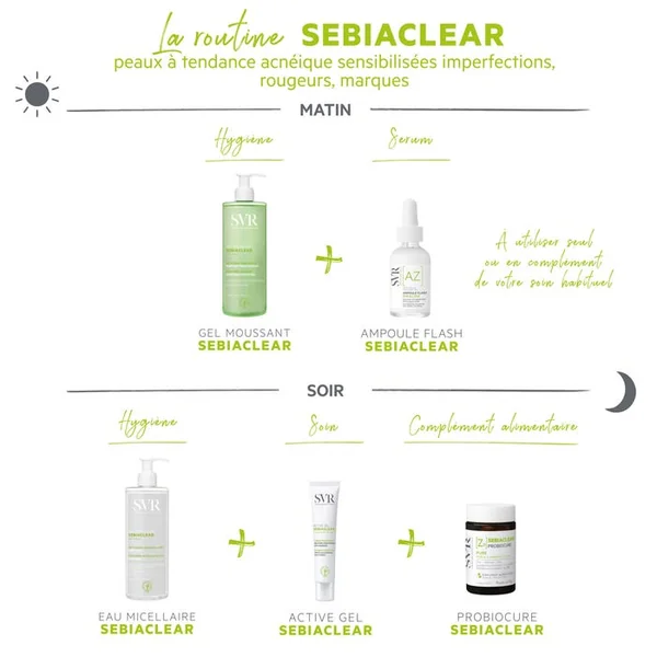 [AZ] AMPOULE FLASH SEBIACLEAR - Concentré Anti-Imperfections Anti-Rougeurs Lissant - Visage - Peaux Sensibles à Tendance Acnéique, 30ml