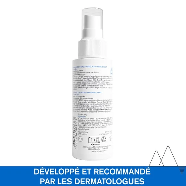 BARIÉDERM-CICA - Spray Asséchant Réparateur au Cuivre-Zinc - Visage et Corps - Peaux Fragilisées et Irritées, 100ml