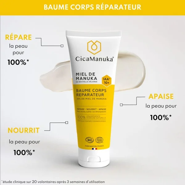 Baume Corps Réparateur au Miel de Manuka Bio - Peaux Sèches et Sensibles, 200ml