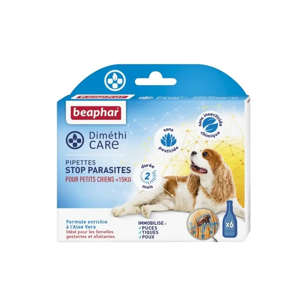 Beaphar Diméthicare Stop Parasites Chiens Moins de 15 Kg 6 Pipettes