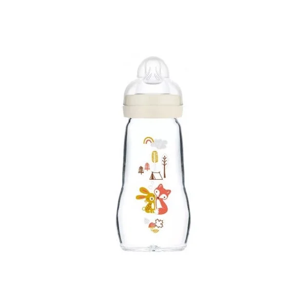 Biberon en Verre Tétine Vitesse 2 - Coloris Aléatoire, 260ml
