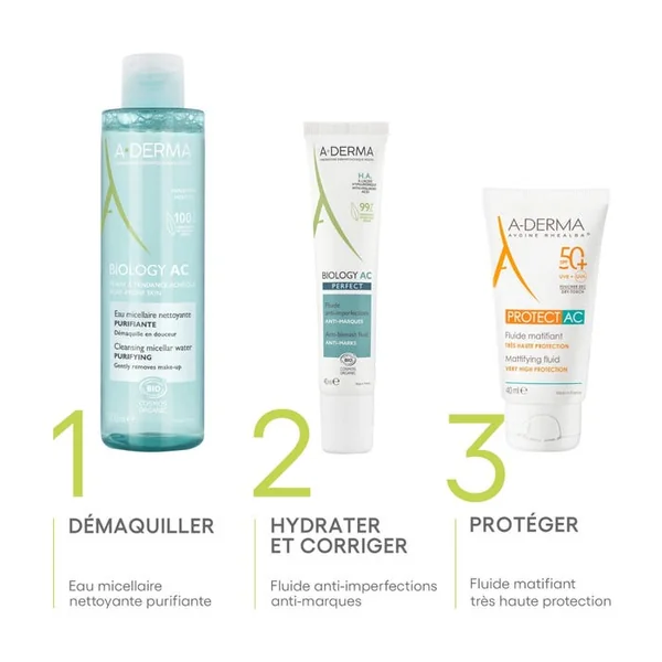 BIOLOGY AC - Eau Micellaire Nettoyante Purifiante Bio - Visage et Yeux - Peaux à Tendance Acnéique, 400ml