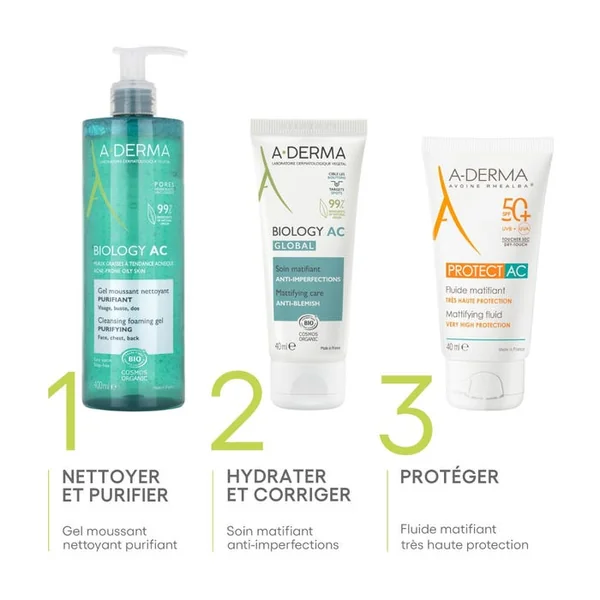 BIOLOGY AC - Gel Moussant Nettoyant Purifiant Bio - Visage, Buste et Dos - Peaux Grasses à Tendance Acnéique, 400ml