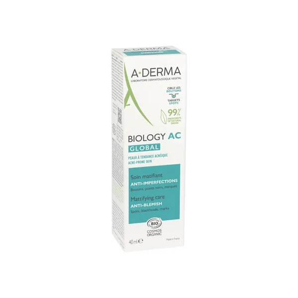 BIOLOGY AC GLOBAL - Soin Matifiant Anti-Imperfections Bio - Visage et Dos - Peaux Grasses à Tendance Acnéique, 40ml
