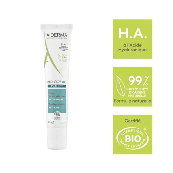 BIOLOGY AC PERFECT - Fluide Anti-Imperfections Anti-Marques Bio - Visage - Peaux Adultes à Tendance Acnéique, 40ml
