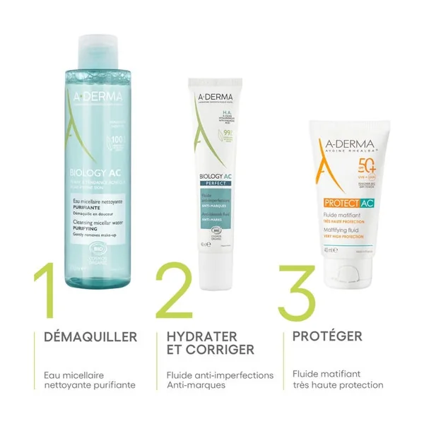 BIOLOGY AC PERFECT - Fluide Anti-Imperfections Anti-Marques Bio - Visage - Peaux Adultes à Tendance Acnéique, 40ml