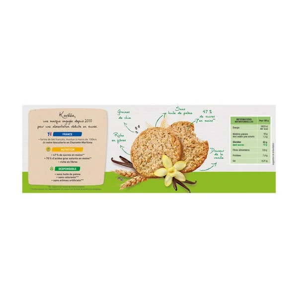 Biscuits Vanille graines de Chia Bio Réduits en sucres