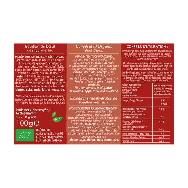Bouillon de cube boeuf bio dégraissé