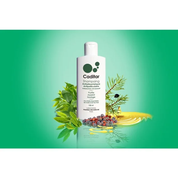 CADITAR - Shampooing Anti-Séborrhéique Anti-Pelliculaire - Cheveux et Cuir Chevelu Gras avec Pellicules, 150ml