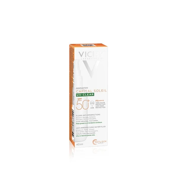 CAPITAL SOLEIL UV-CLEAR - SPF50+ Fluide Solaire Anti-Imperfections, Peau Grasse ou Tendance Acnéique, 40ml