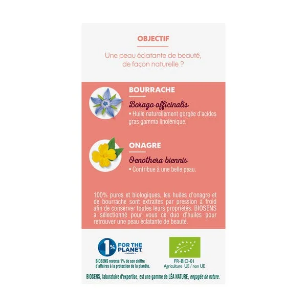 Capsule Onagre Bourrache Eclat de la peau 40 caps