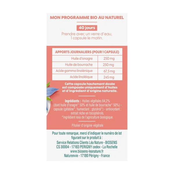 Capsule Onagre Bourrache Eclat de la peau 40 caps