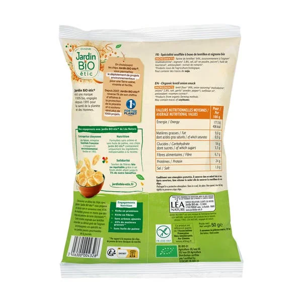 Chips de lentilles aux petits oignons - bio