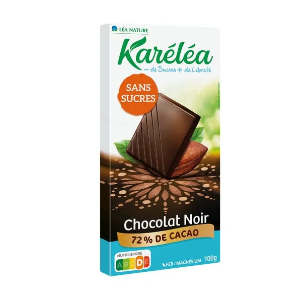 Chocolat noir 72% cacao sans sucres