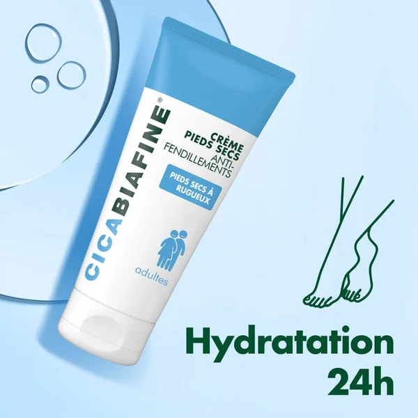 CICABIAFINE - Crème Pieds Secs Anti-Fendillements - Pieds Secs à Rugueux, 2x100ml