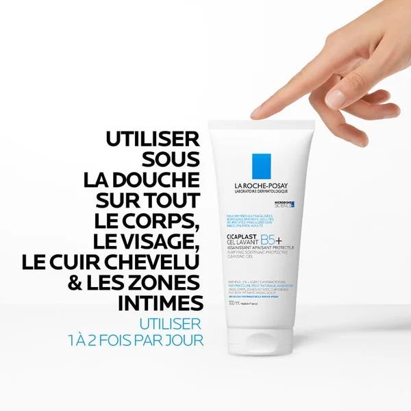 CICAPLAST B5+ - Gel Lavant Moussant Assainissant Apaisant - Visage, Corps, Cuir Chevelu, 100ml