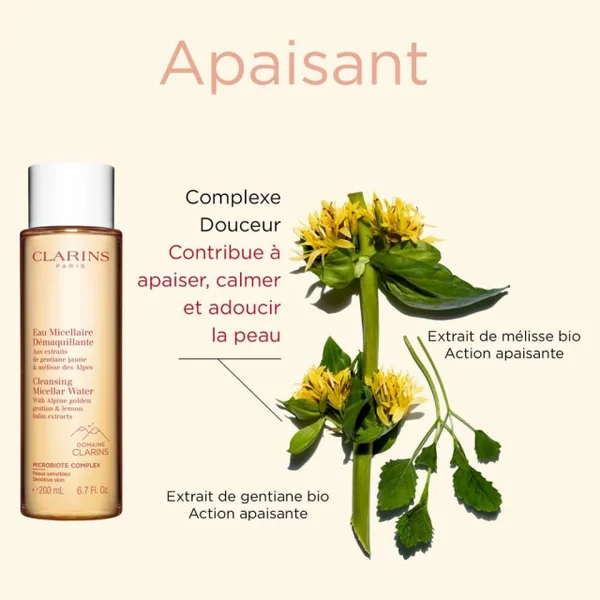 Clarins - Eau Micellaire Démaquillante Aux extraits de gentiane jaune & mélisse des Alpes