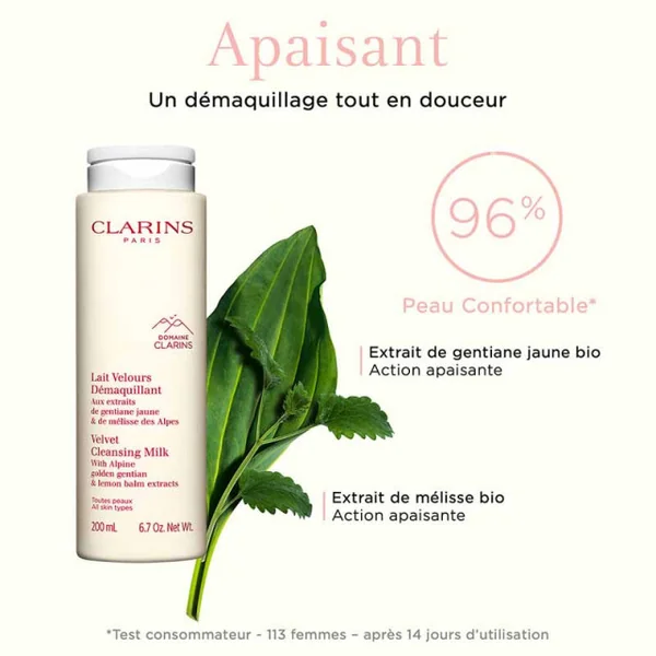Clarins - Lait Velours Démaquillant Aux extraits de gentiane jaune & mélisse des Alpes
