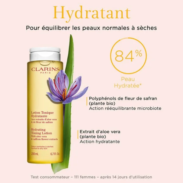 Clarins - Lotion Tonique Hydratante Aux extraits d'aloé vera et fleur de safran - Peaux normales à sèches