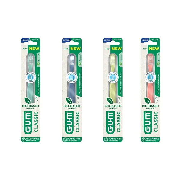 CLASSIC 410 - Brosse à Dents Biosourcée Medium 20/100 Coloris Aléatoire