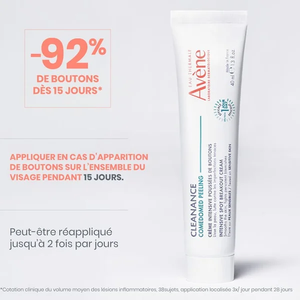 CLEANANCE COMEDOMED PEELING - Crème Intensive Poussées de Boutons - Visage - Peaux à Tendance Acnéique, 40ml