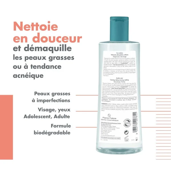 CLEANANCE - Eau Micellaire Matifiante - Visage et Yeux - Peaux Grasses à Imperfections, 2x400ml