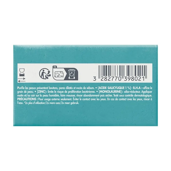 CLEANANCE - Pain Nettoyant Solide Désincrustant - Visage - Peaux Sensibles à Imperfections, 100g