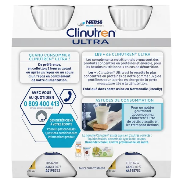 CLINUTREN ULTRA - Saveur Praliné, 4x 200ml