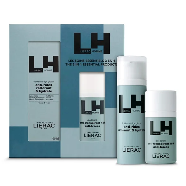 COFFRET LIERAC HOMME - Fluide Anti-ge Global 50ml + Déodorant Anti-Transpirant 50ml Offert