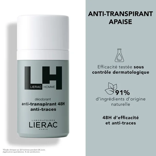 COFFRET LIERAC HOMME - Fluide Anti-ge Global 50ml + Déodorant Anti-Transpirant 50ml Offert
