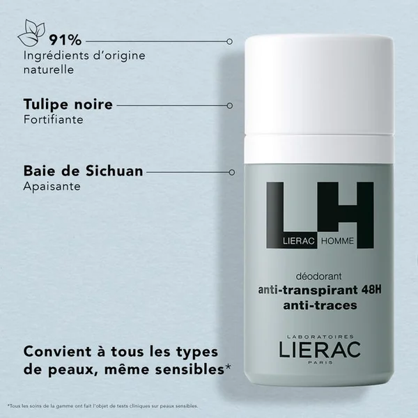 COFFRET LIERAC HOMME - Fluide Anti-ge Global 50ml + Déodorant Anti-Transpirant 50ml Offert