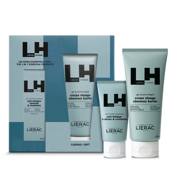 COFFRET LIERAC HOMME - Gel Hydratant Énergisant 50ml + Gel Douche Intégral 200ml Offert
