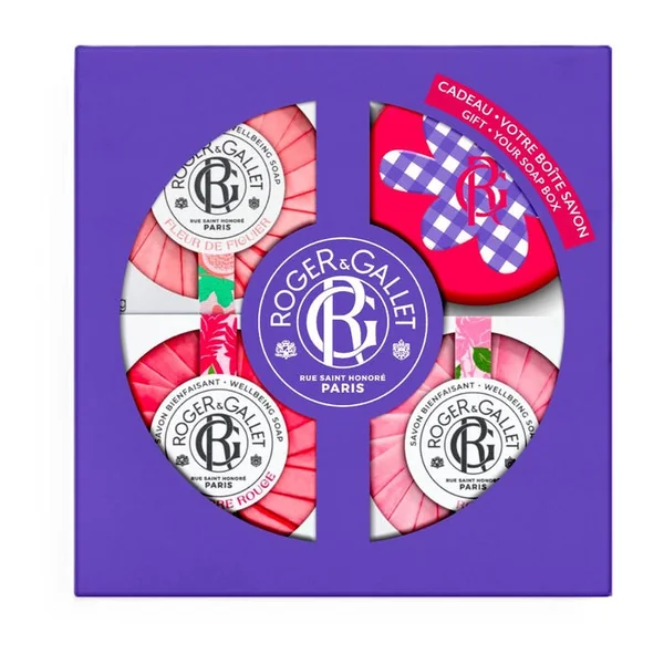 COFFRET - SAVONS BIENFAISANTS - Savon Fleur de Figuier 100g + Savon Gingembre Rouge 100g + Savon Rose 100g