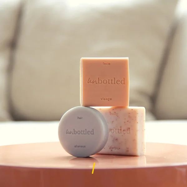 Coffret - Trio solide Unbottled - Shampoing, gel douche, nettoyant visage