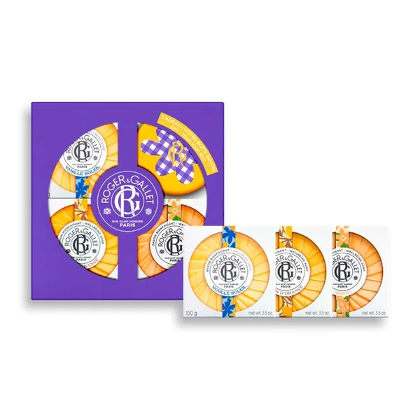 COFFRETS - SAVONS BIENFAISANTS - Savon Vanille Soleil 100g + Savon Bois d'Orange 100g + Savon Néroli 100g + Boîte à Savon Offerte