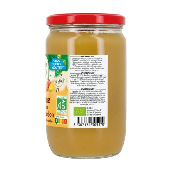 Compote pomme vanille bourbon - bio