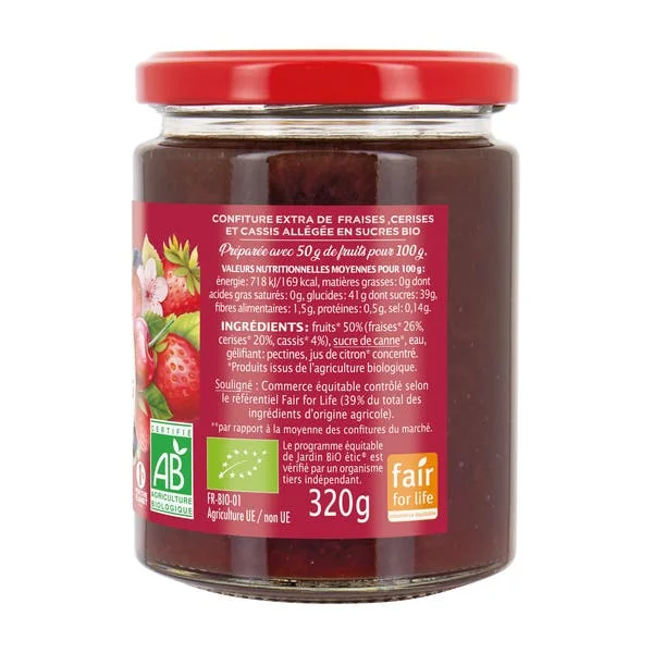 Confiture extra Fraise Cerise Cassis - bio