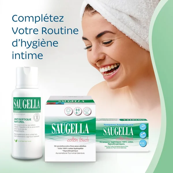COTTON TOUCH - Serviettes Hygiéniques Extra Fines avec Ailettes - Jour, 2x14 Serviettes